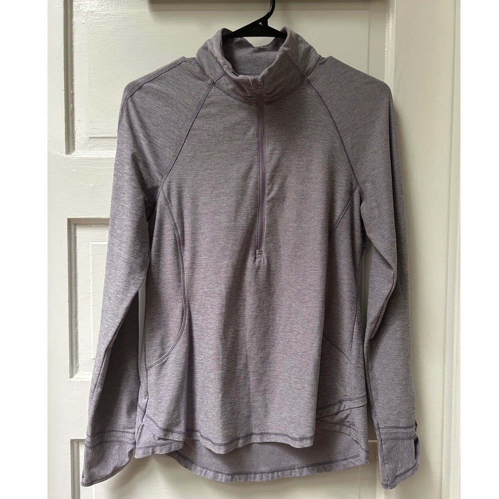 Apana Quarter Zip Long Sleeve Athletic Pullover Jacket Top Gray Medium EUC